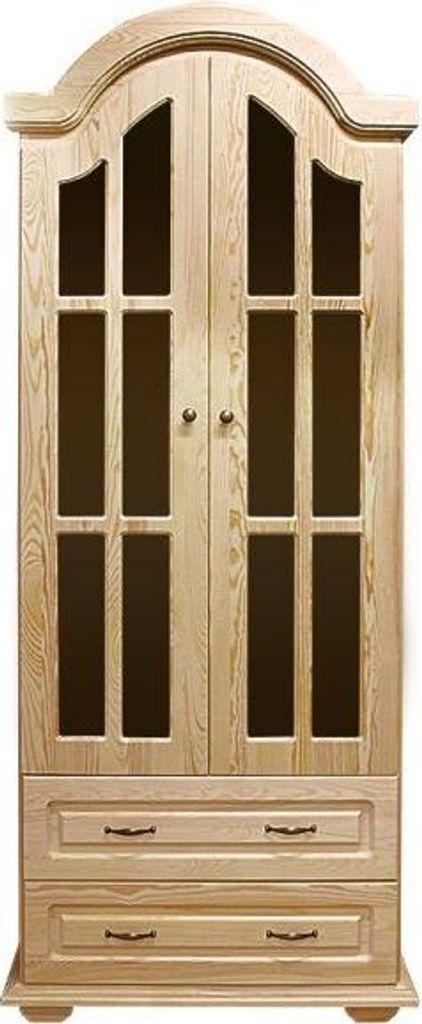 Regalschrank, Vitrine, 95 cm breit, Kiefer Holz-Massiv, Optik: Natur