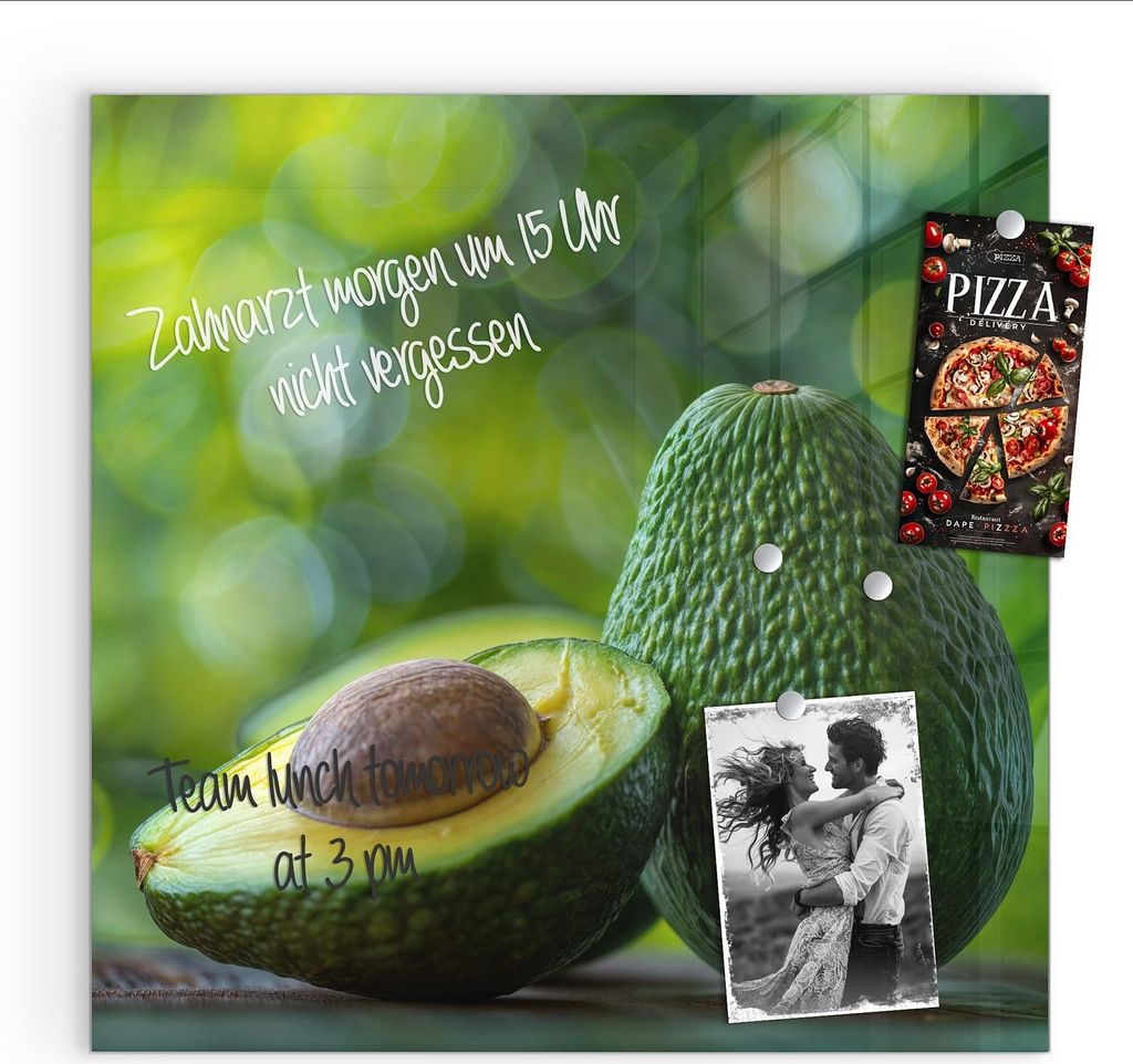 Magnettafel 50x50cm Pinnwand Whiteboard beschreibbar - Avocado Anschnitt
