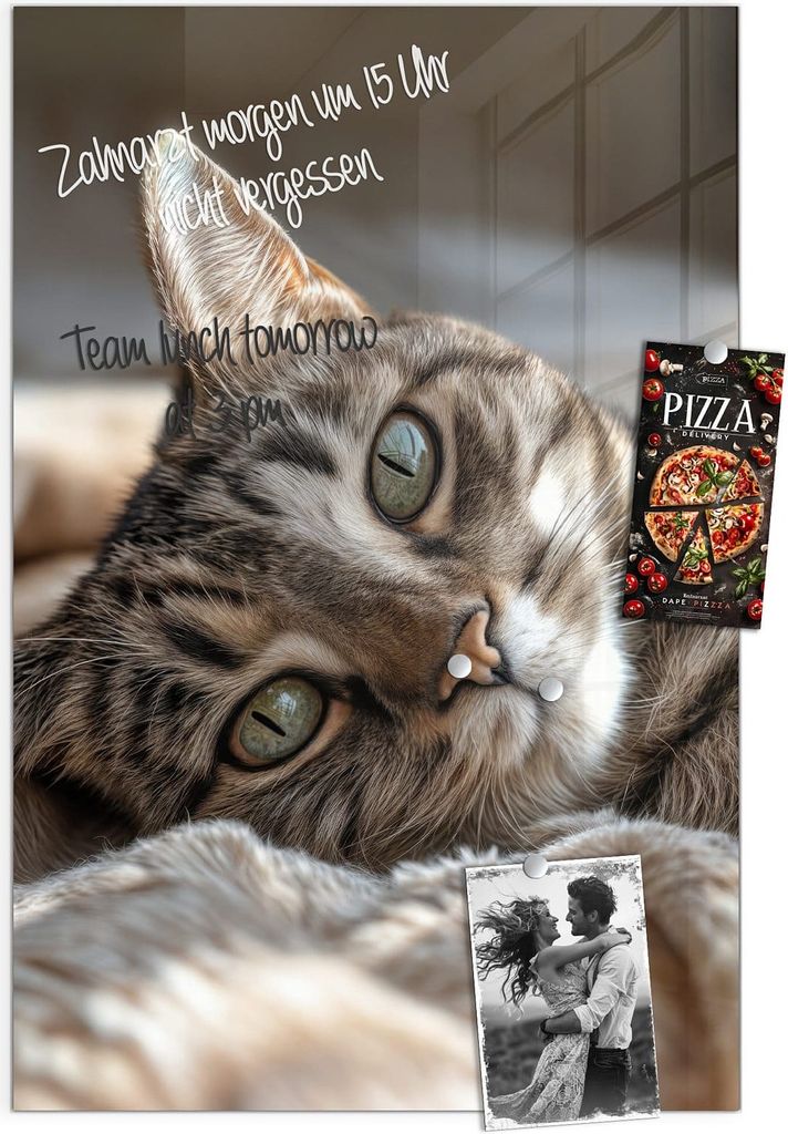 Magnettafel 40x60cm Pinnwand Whiteboard beschreibbar - Gemütliche Katze