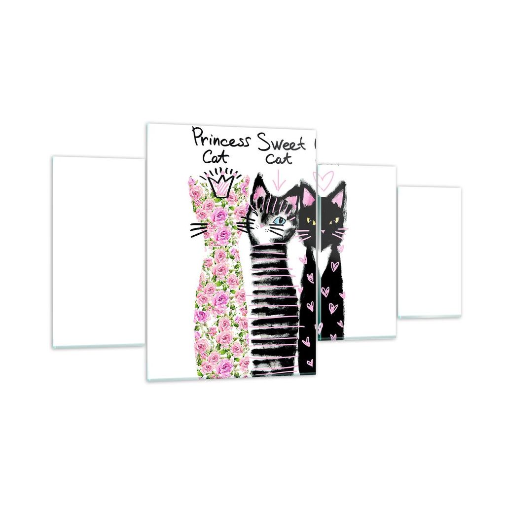 Bilder auf glas - Katzen Blumen Tiere - 160x90cm - Glasbilder - Wandbilder - Kunstdruck - zum Aufhängen bereit - Wanddekoration aus Glas - Glas Bi...