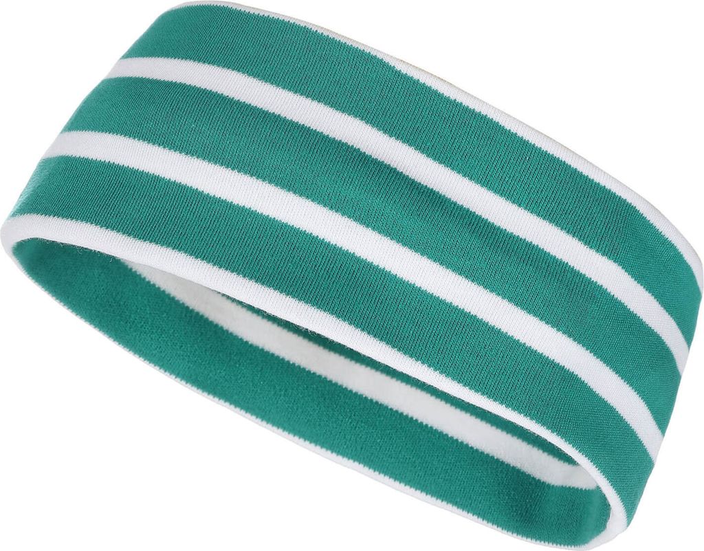 modAS Uni Stirnband Maritim für Kinder - Ohrwärmer zweilagig aus Baumwolle in Smaragd-Weiß Größe 1 - bis 48 cm Kopfumfang (Kleinkind)