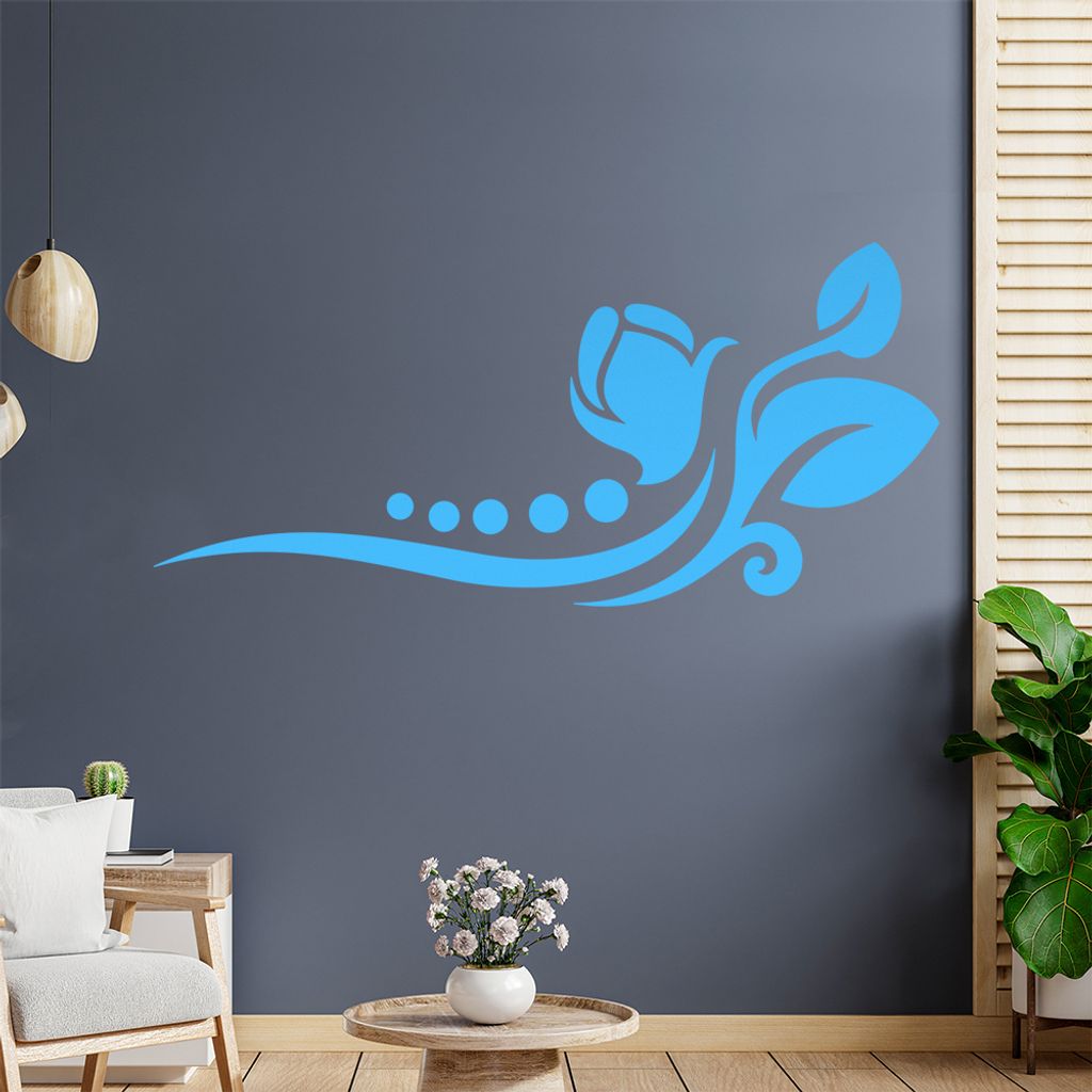 Blume - Linien Punkte Wandtattoo in 6 Größen - Wandaufkleber Wall Sticker - Dekoration, Küche, Wohnzimmer, Schlafzimmer, Badezimmer
