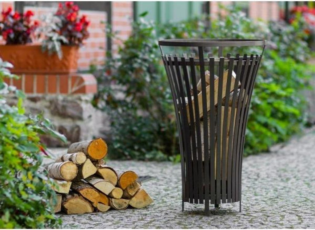 Chauffe terrasse, braséro en acier noir FLAME Ø 40 cm-45 -- Image du produit 