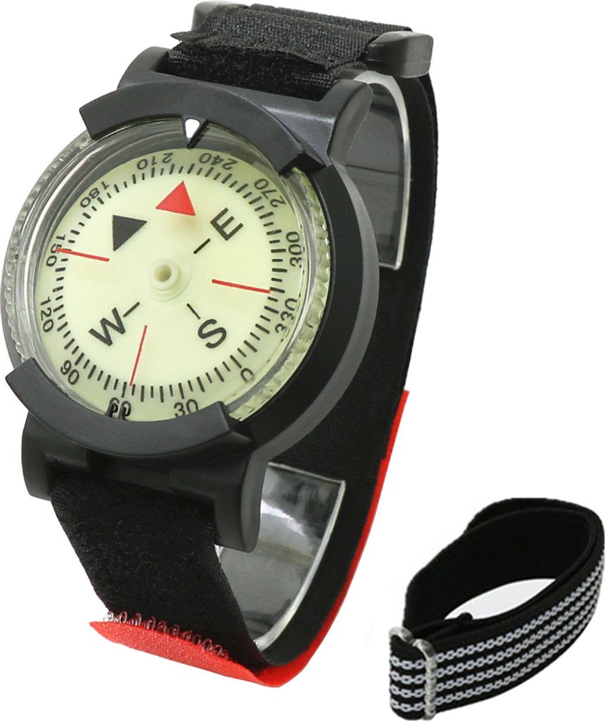 50 m Unterwasser-Tauchkompass, leuchtender Tauch-Handgelenk-Kompass, wasserdichtes Navigationsgeraet fuer Tauchen, Camping, Radfahren, Outdoor-Akti...