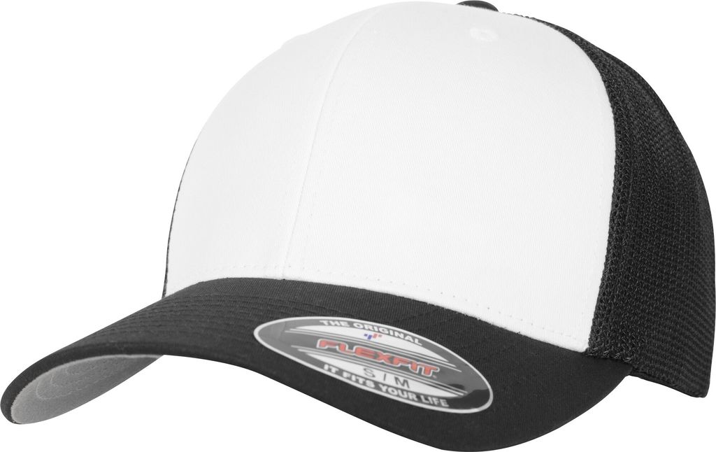 Flexfit by Yupoong Erwachsene Uni Farbfront Mesh Trucker Kappe RW7651 (L/XL) (Schwarz/Weiß)
