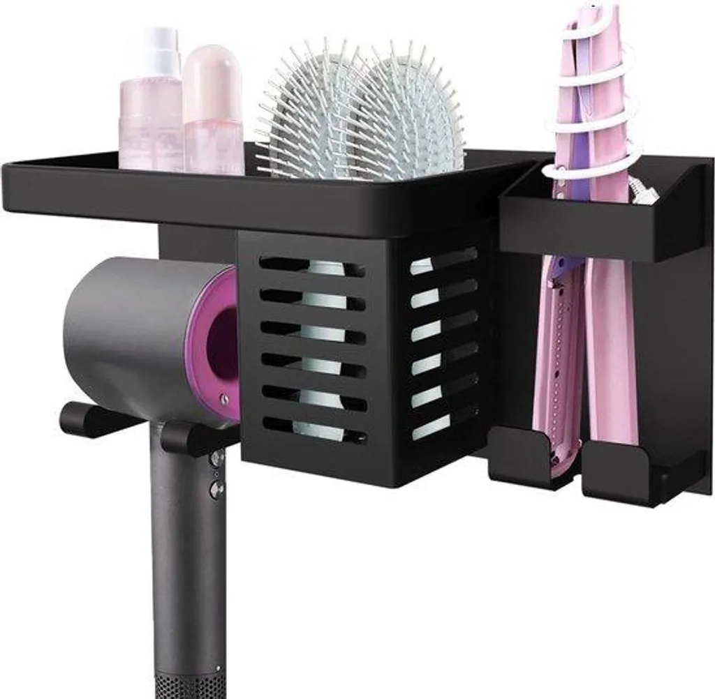 Support sèche-cheveux mural design en inox - Accessoire coiffure durable