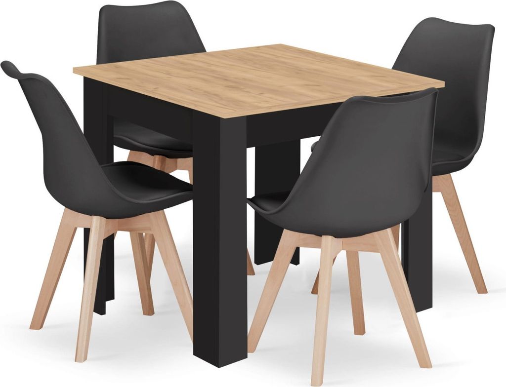 Černý jídelní set 1 + 4, stůl MADO ARTISAN 80x80 + židle Obrázek produktu 