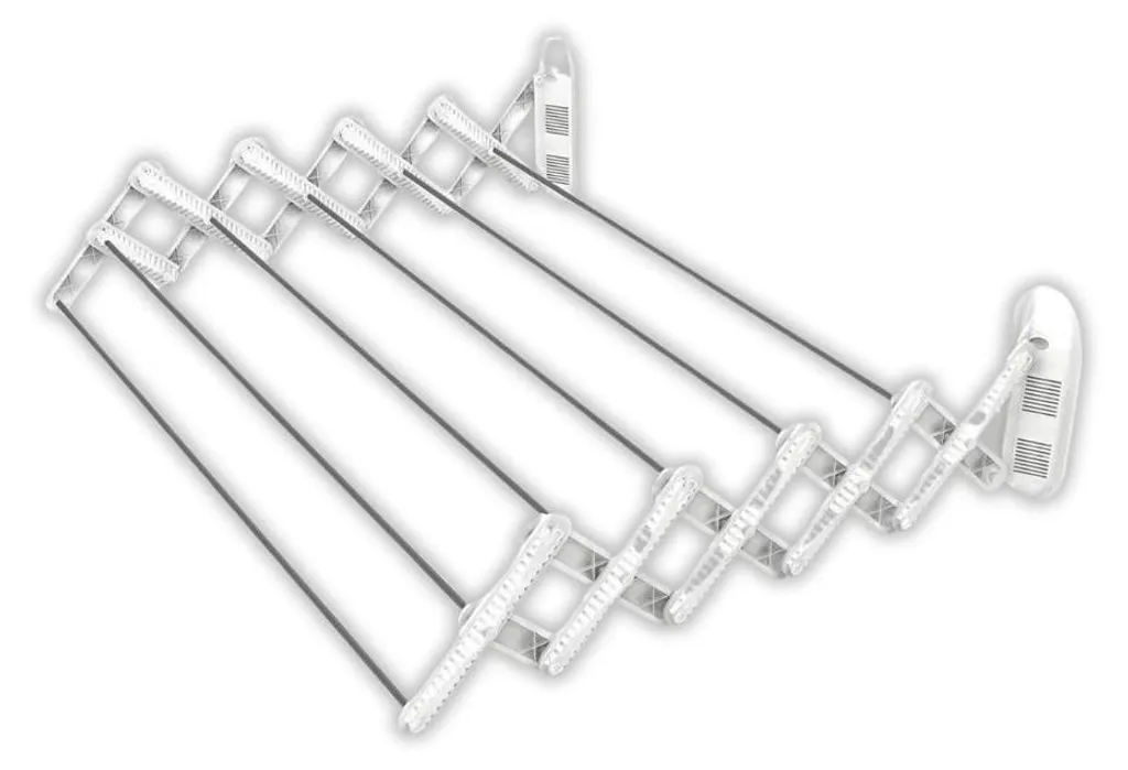 Séchoir à linge mural extensible Skatto en acier inox avec 6 barres