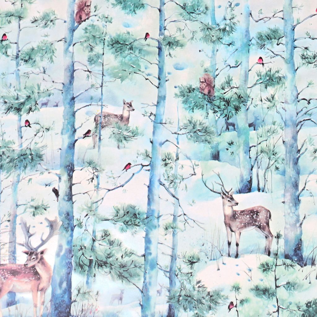 Geschenkpapier Tiere im Winterwald 70cm x 2m Rolle Produktbild 