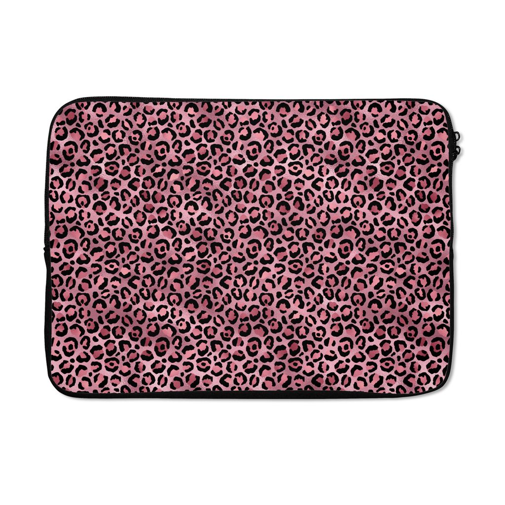 MuchoWow Laptop Hülle 14 ZollPanther - Rosa - Tiermotiv - Muster Laptoptasche - Laptoptasche - Stoßsicher - Schutzhaube
