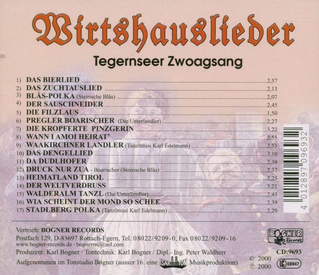 Tegernseer Zwoagsang-Wirtshauslieder