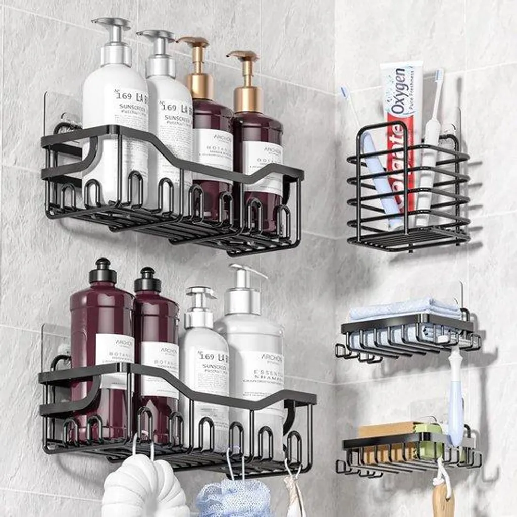 Étagères de salle de bain en acier inoxydable lot de 5 chromé