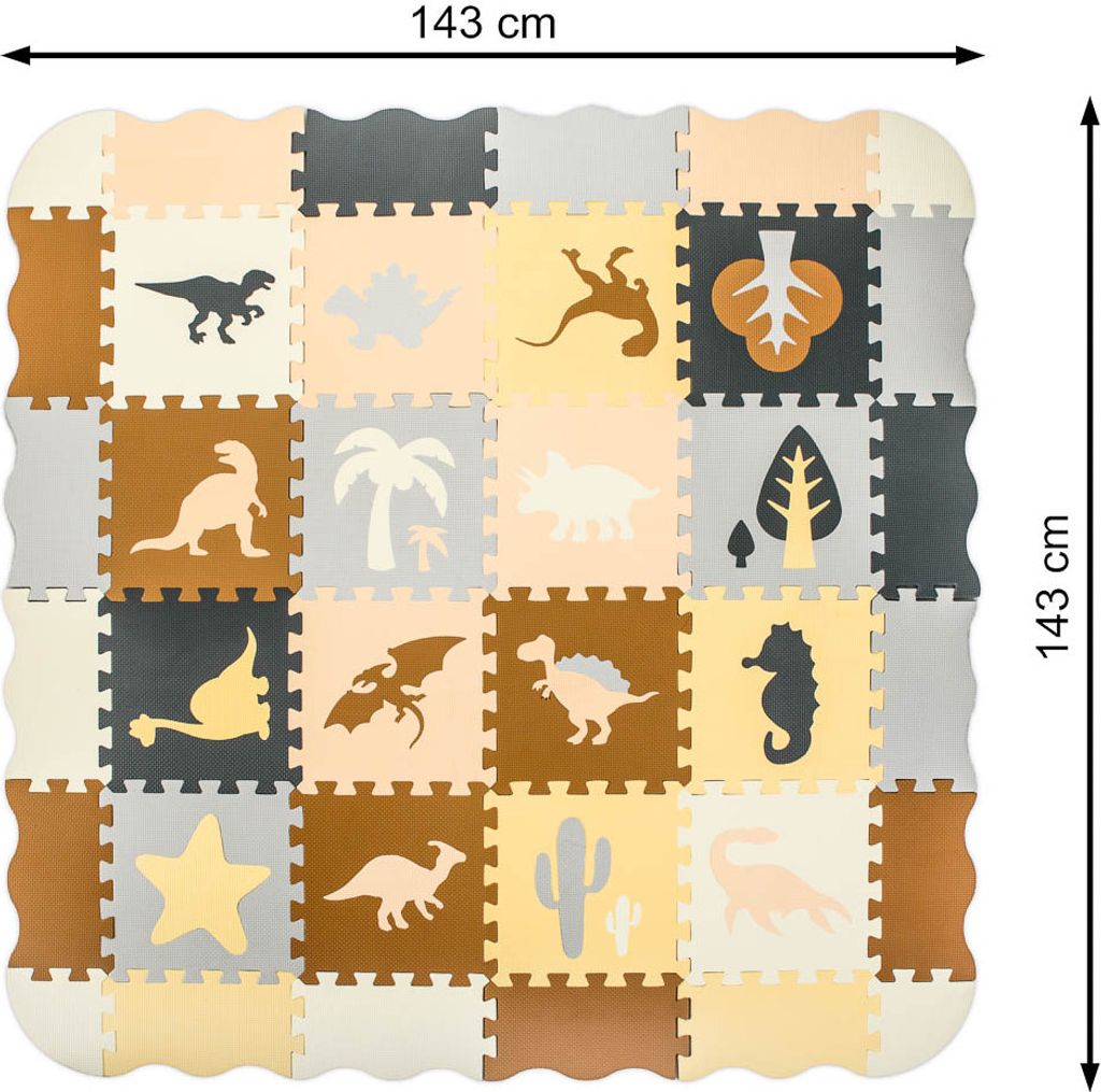 KIK Kontrastné penové puzzle 30 x 30 cm, 36 ks dinosaury, Obrázok produktu 6