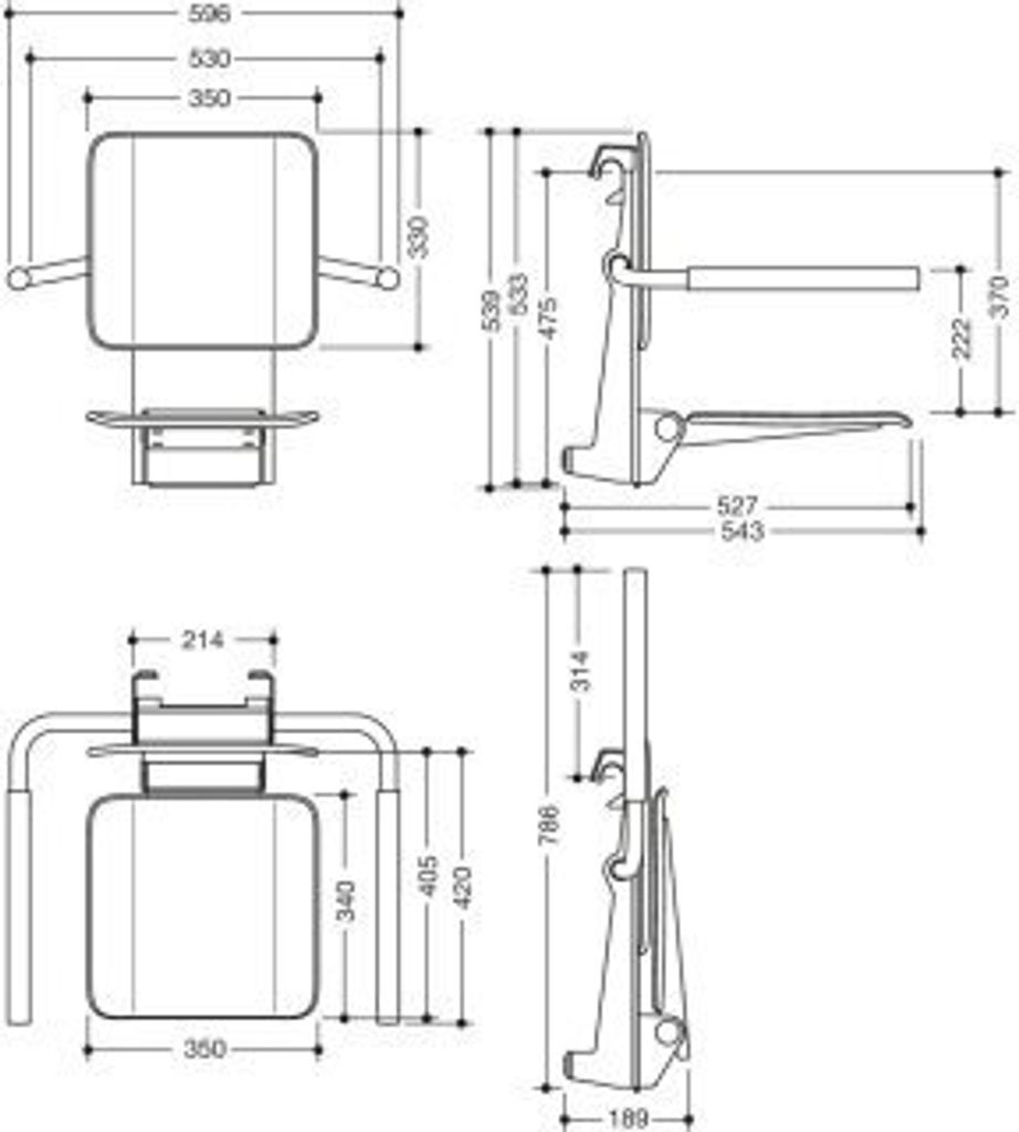 HEWI 900.51.10160 AS Einhängesitz mit Armlehnen, klein