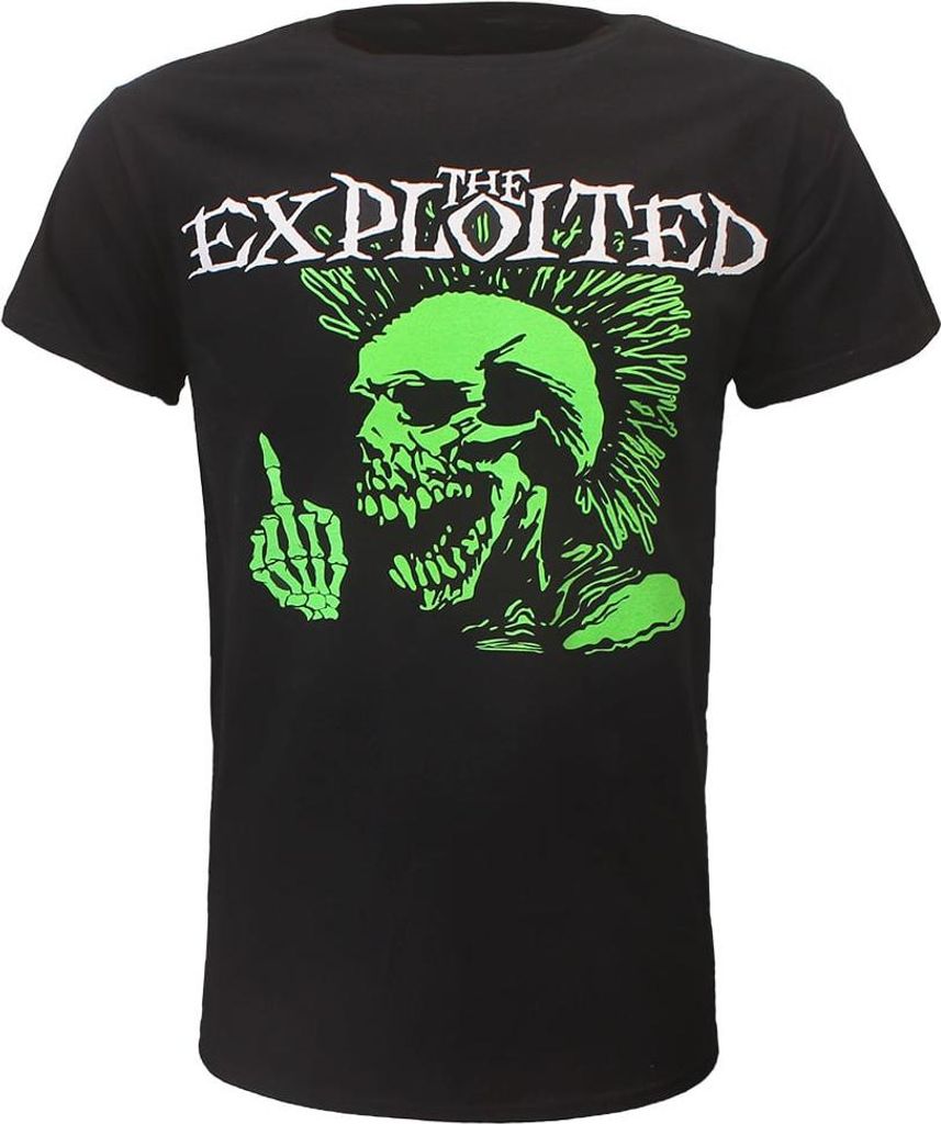 Das ausgebeutete Mittelfinger-Punk-Skelett-T-Shirt - XL