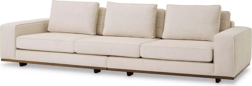 Casa Padrino Luxus Sofa Beige / Braun 286 x 110 x H. 80 cm - Wohnzimmer Sofa mit Kissen - Wohnzimmer Möbel - Luxus Möbel - Wohnzimmer Einrichtung...