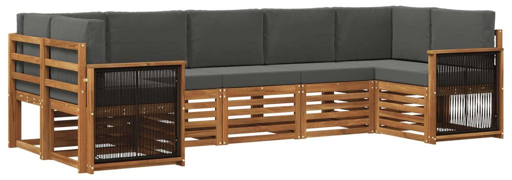 vidaXL Ecksofa Set mit Kissen 6 pcs Natur und Anthrazit