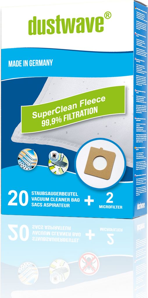 20x dustwave Staubsaugerbeutel für Rowenta Compacteo RO1717, RO1733, RO1755, RO1767, RO1783, RO1795. Power Space RO2121, RO2123, RO2125, RO2321 ...