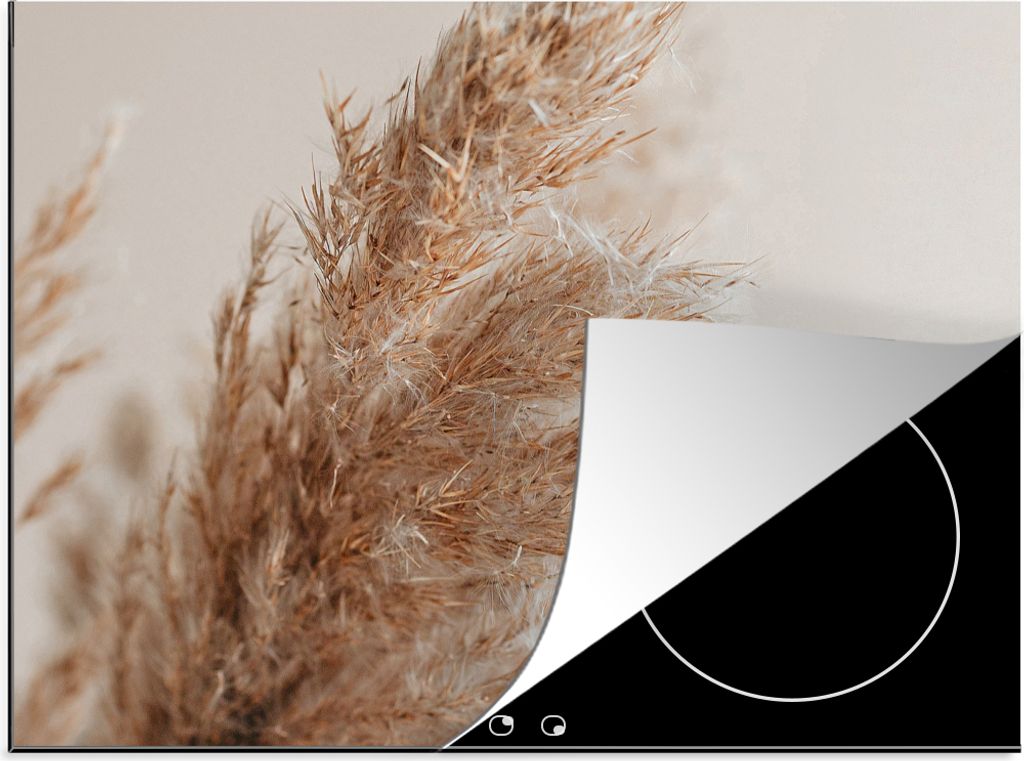 KitchenYeah Herdabdeckplatte Gras - Pflanzen - Natur - Pampasgras , 75x52cm, Küche Deko, Glaskeramikkochfeld Herdabdeckung, Abdeckplatte fùr Ko...