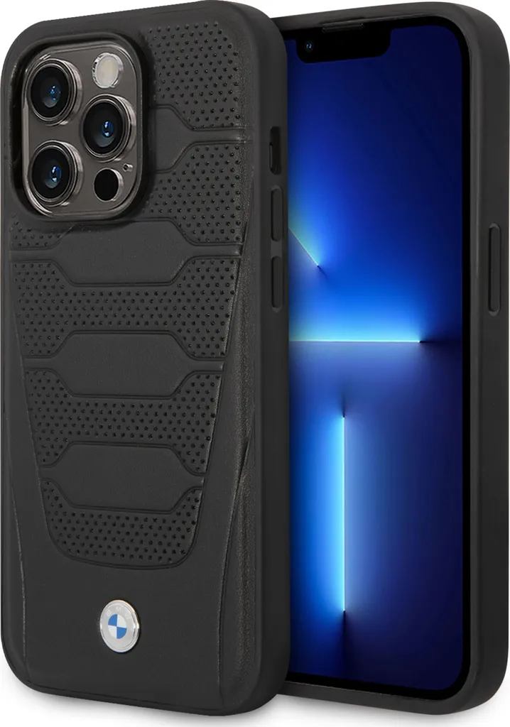 BMW iPhone 14 Pro Max Case Leather Seats Pattern MagSafe Black - Shop - 1
