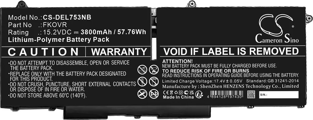 Batterie de Rechange pour Dell Latitude 5330 et 7430 Série 8H6WD 8P81