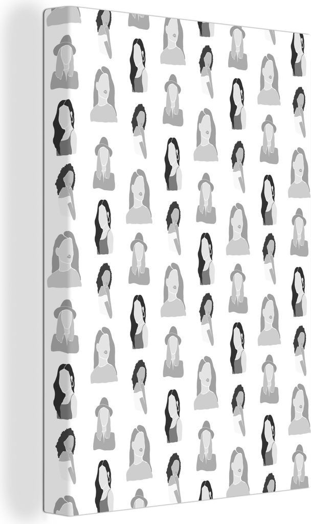 OneMillionCanvasses - Leinwandbilder - 90x140 cm, Hintergrund - Frau - Schwarz - Weiß, Wandbilder Kunstdruck Wanddekoration - Wandschmucke - Sch...