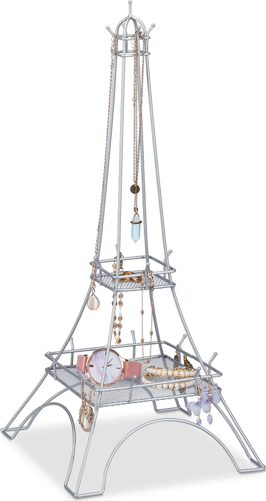 Portagioie Torre Eiffel Relaxdays 47cm: Stand Metallo 17 Ganci