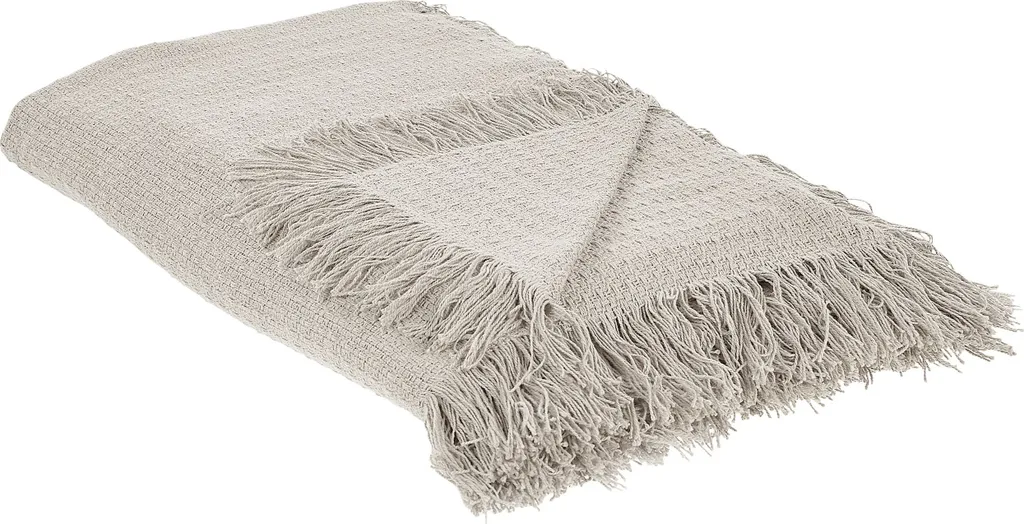 Couverture en coton gris clair 150 x 200 cm BELIANI avec pompons chic