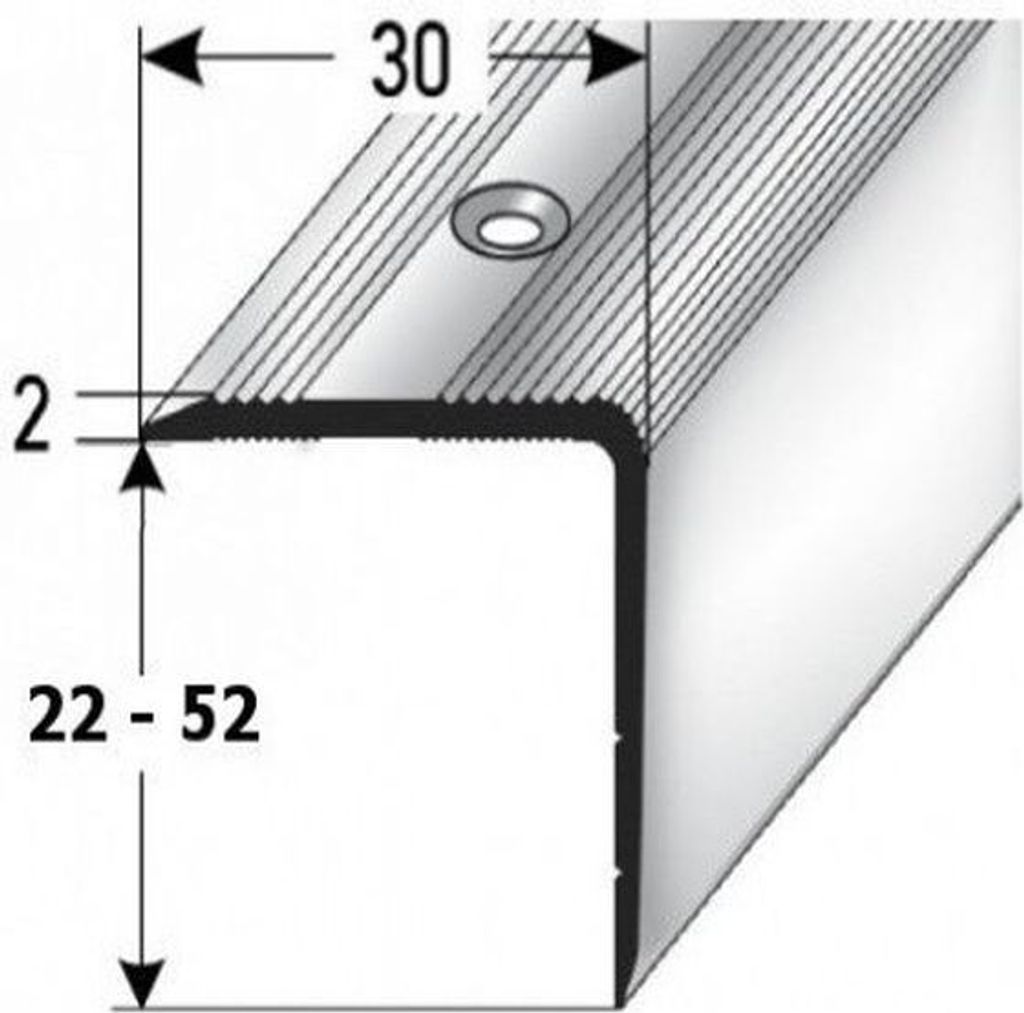 PROVISTON | Treppenkante | Aluminium | Goldfarbig | Breite 30 mm | Höhe 32 mm | Länge 2700 mm | Gebohrt | Treppenkantenprofil | Treppenwinkel | W...