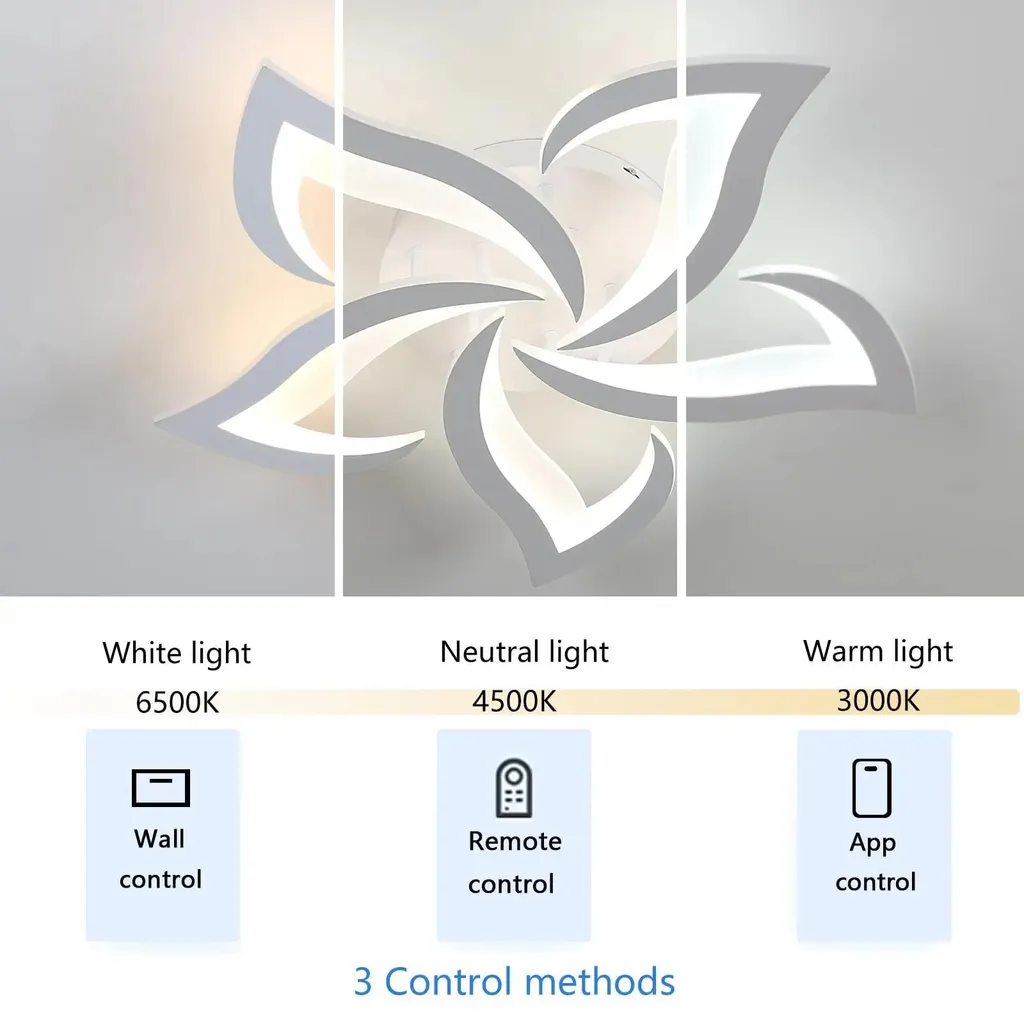 Plafonnier LED pétale 40W connecté avec intensité variable 3000-6500K - 3