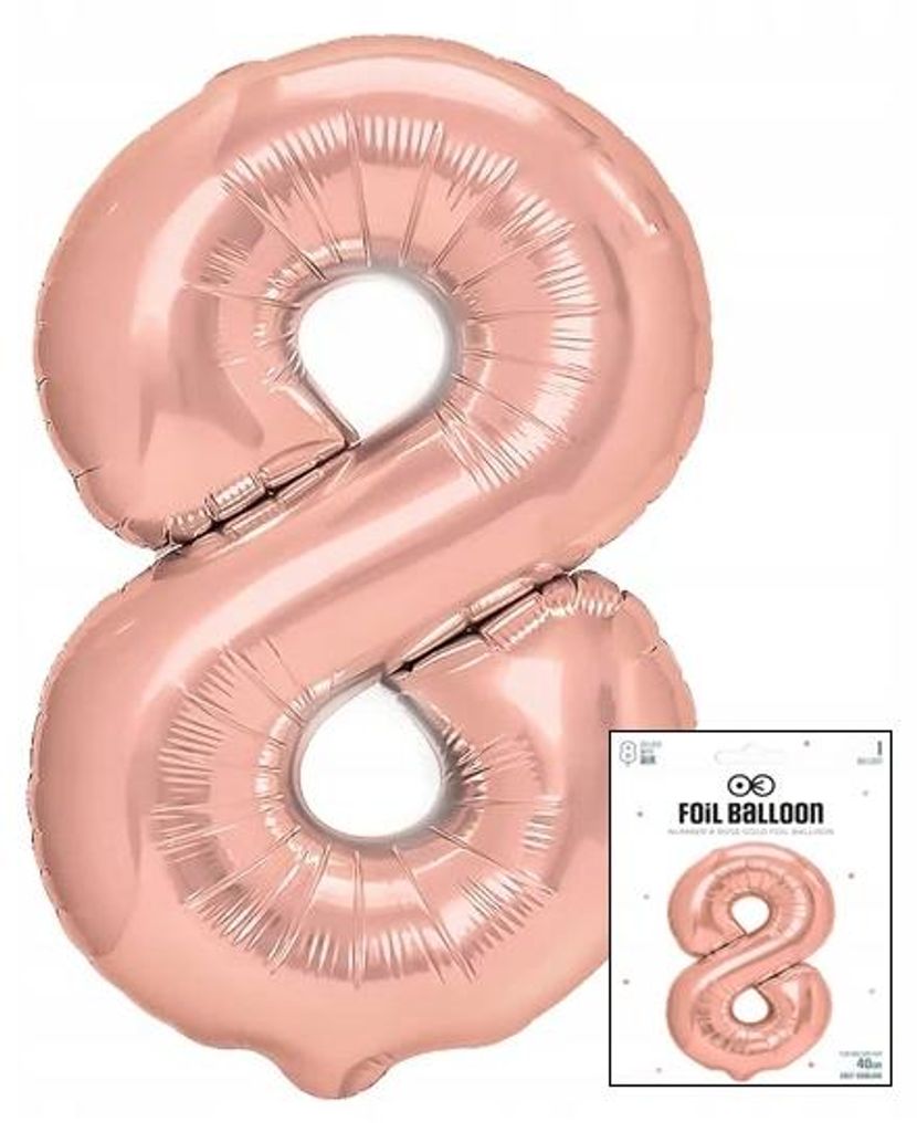 Fol Ballon Digital 8 Rose Gold For Birthday Party 40Cm Obrázok produktu 