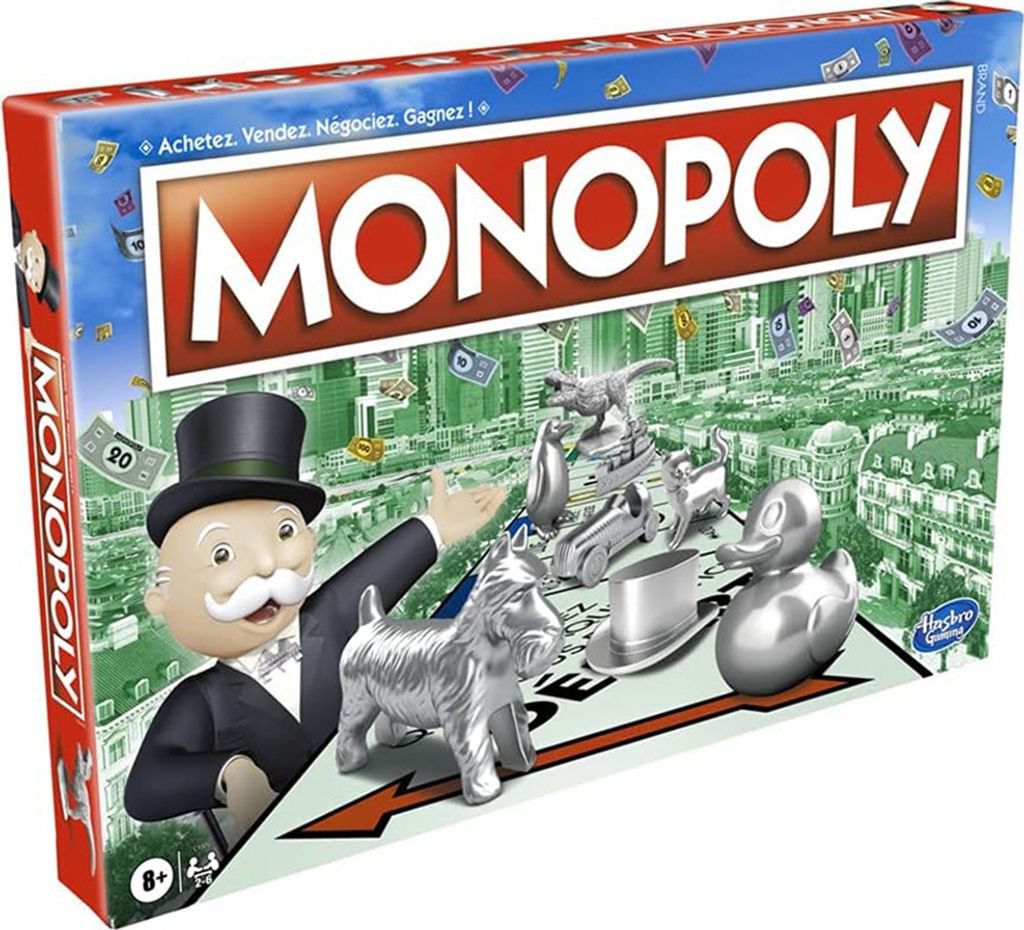 Hasbro, Monopoly Gesellschaftsspiel Klassische Version für 2 bis 6 Spieler auf Französisch., Bunt