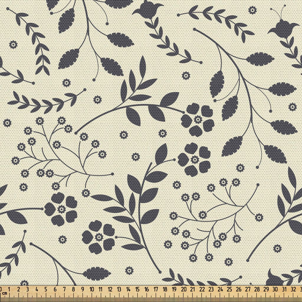ABAKUHAUS Blumen Gewebe als Meterware, Frühlings-Blumen mit den gekräuselten belaubten Niederlassungen, die Flora-Konzept blühen, 2 M (148 x 200...