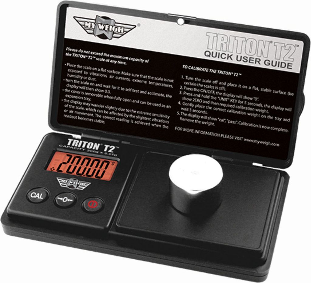 My Weigh Triton T2-400 Digitale Feinwaage 400 g x 0,01 g – Taschenwaage mit Klappabdeckung und LCD-Display
