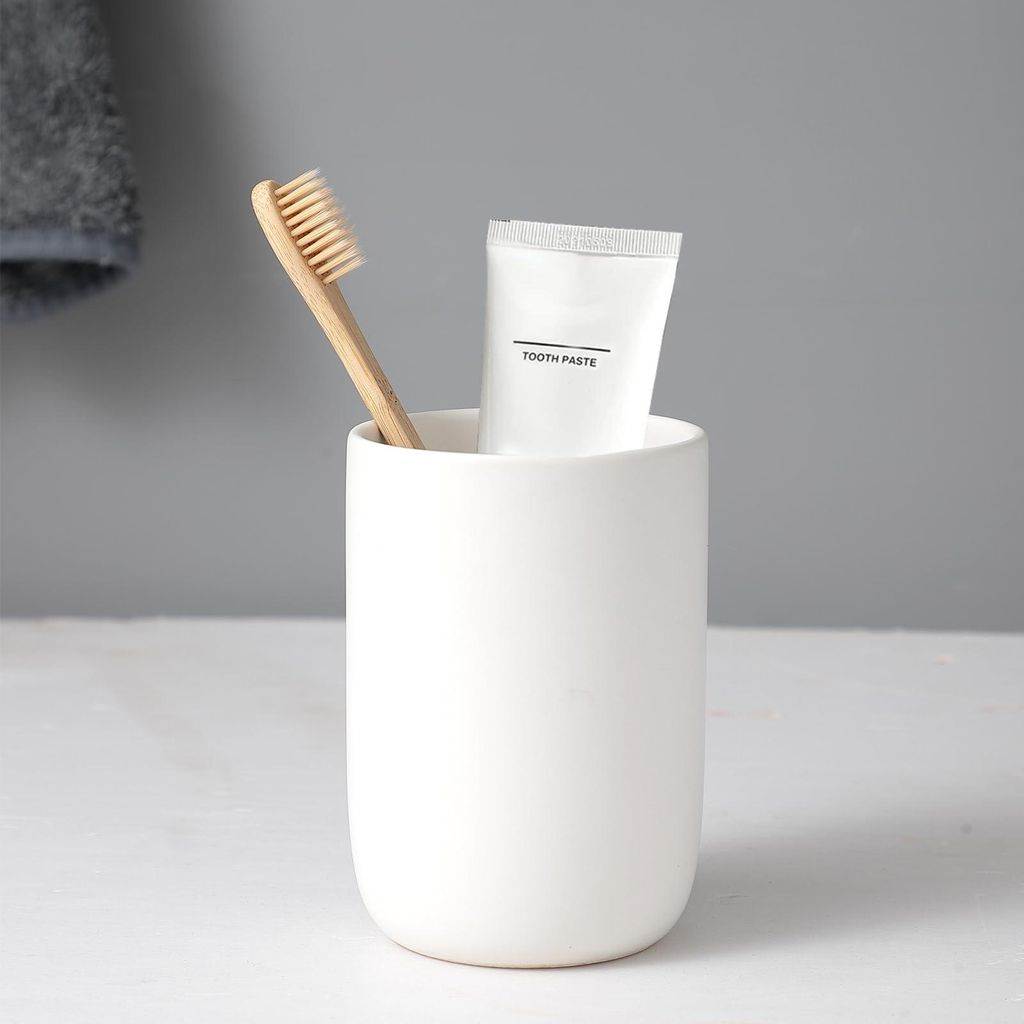 Weiß Zahnputzbecher Keramik Set, 1PCS Zahnbürstenhalter für Elektrische Zahnbürste Zahnbürste und Zahnpasta, Kinder Toothbrush Holder, Zahnbü...