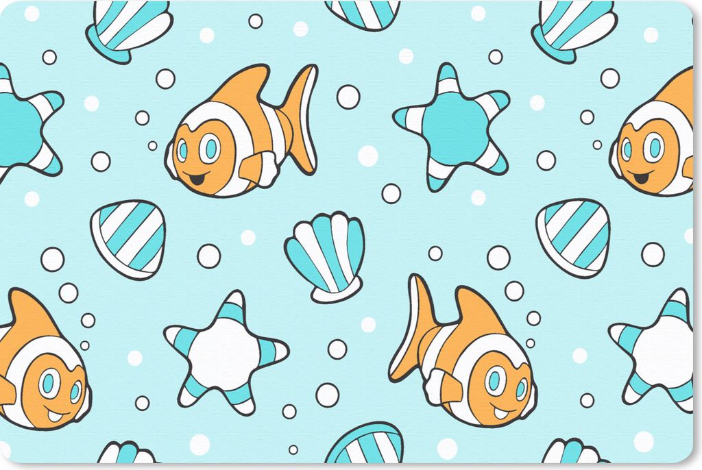 MuchoWow Schreibtischunterlage Muster - Clownfisch - Meer - Tiere 60x40 cm - XXL Mauspad - Großes Mauspad