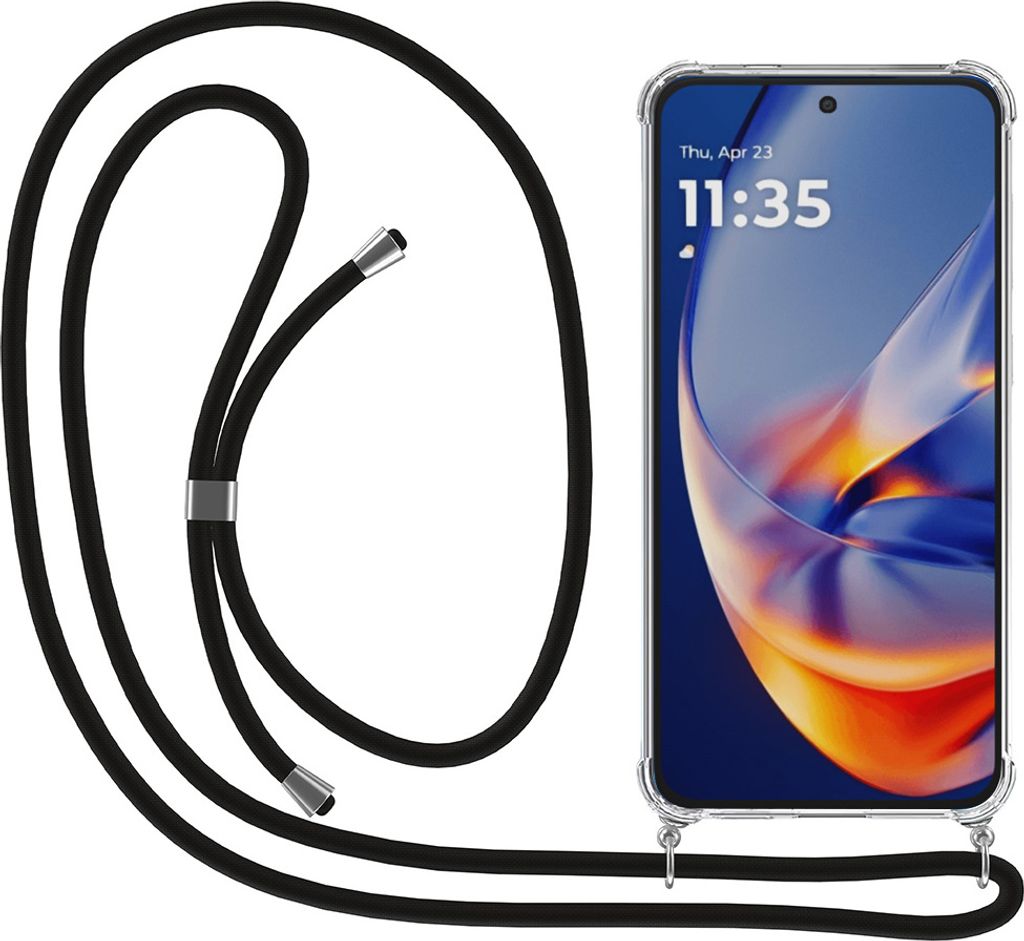 Smartphonica Handyhülle passend für Motorola Edge 50 Neo mit Kabel und Bumper - Hülle mit Telefonkabel - TPU Backcover Case stoßfest mit Lanyar...