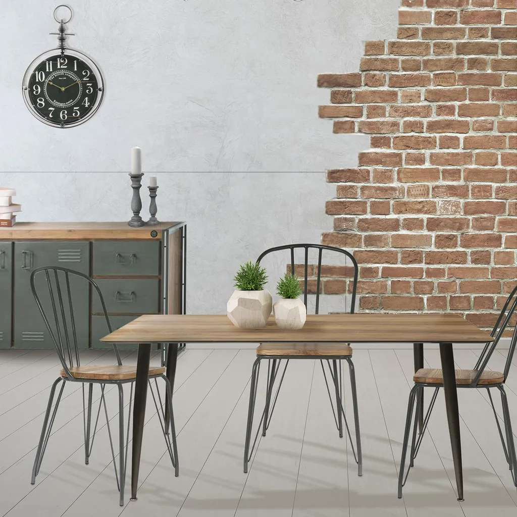 Table à manger bois 115x75 cm - Surface anti-rayures facile à laver