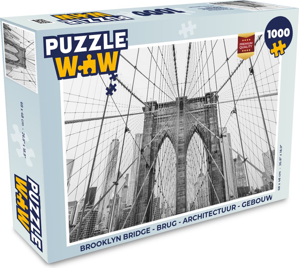 MuchoWow Puzzle 1000 Teile Brooklyn Bridge - Brücke - Architektur - Gebäude - Erwachsene - Rätsel