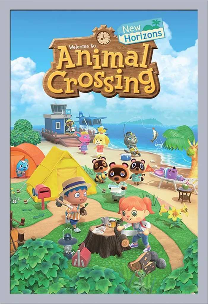 Set Poster Animal Crossing + Cornice Shinsuke Argento 61x91,5 cm
