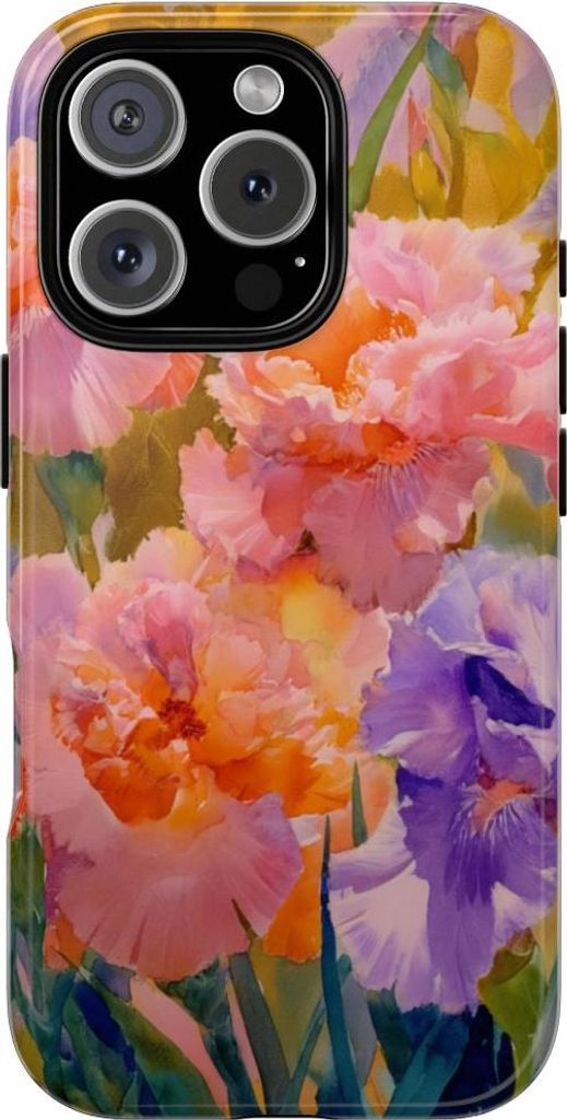 Aquarell-Blumenpracht in Pink und Lila – Hülle Kompatibel mit iPhone 16 Pro