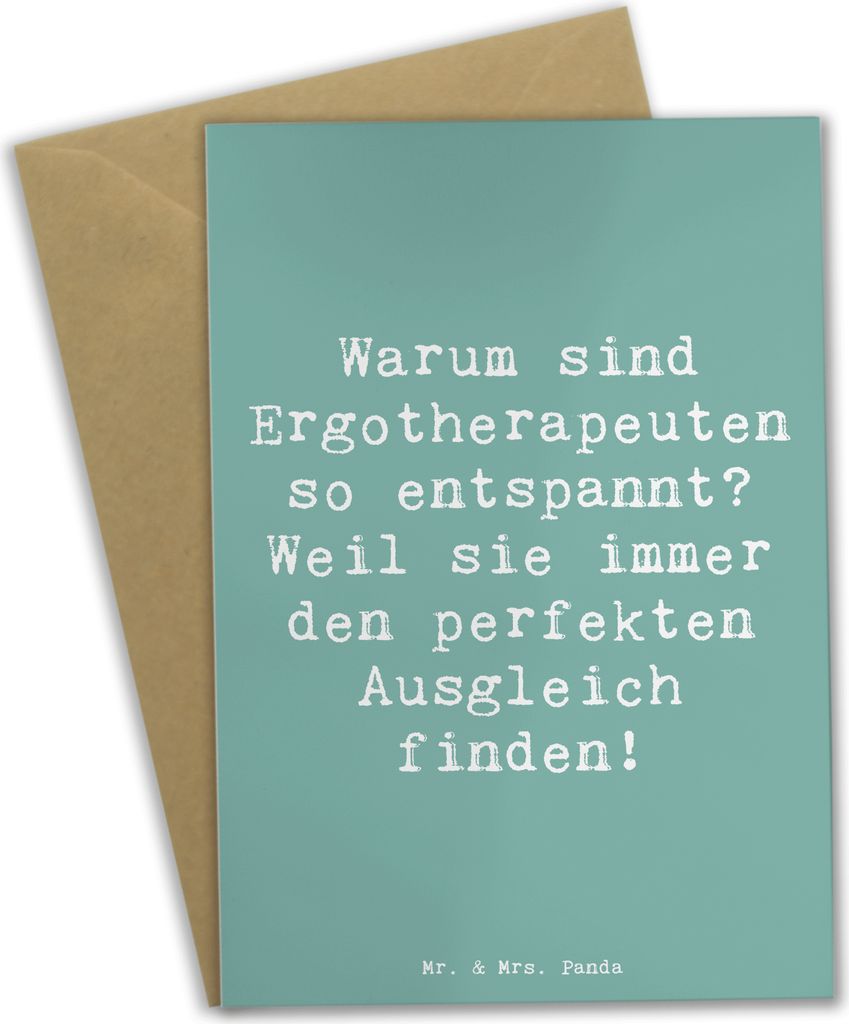 Mr. & Mrs. Panda Grußkarte Spruch Ergotherapeutin Balance - Meeresbrise - Geschenk, weihnachtskarten, babykarte, einladungskarten, Inspiration, Kl...