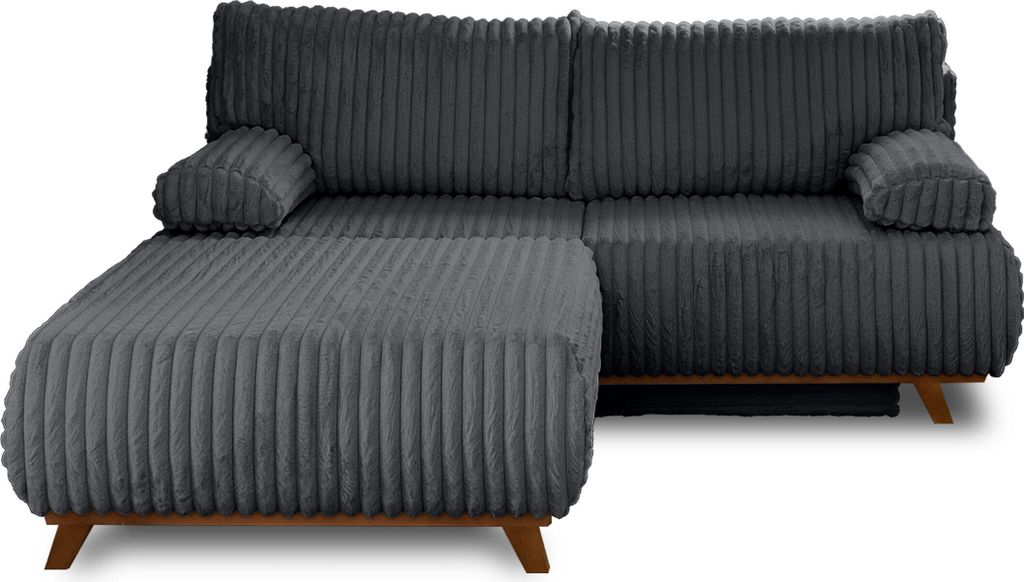 Best Möbel Cristal - 3-Sitzer Sofa - Schlaffunktion und Bettkasten und großer Sitzsack - Großer geripptem Cord , Anthrazitgrau
