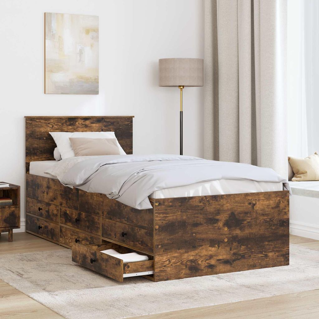(Robust Möbel) Tagesbett Geräucherte Eiche und Schwarz 75 x 190cm - CL788010 - Klassische BettenJugendbett Tagesbett