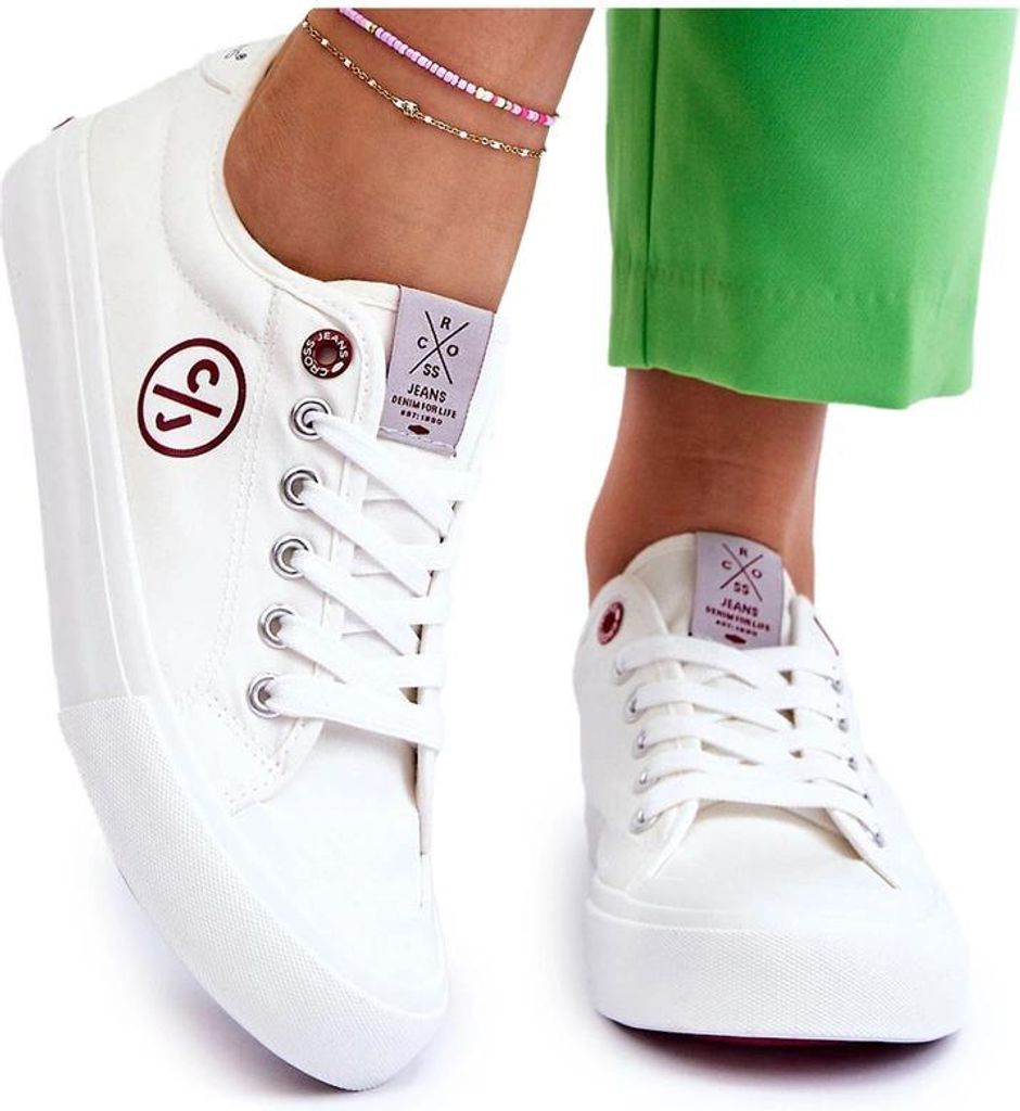 Damen Cross Jeans Stoff Turnschuhe LL2R4043 Weiß 36