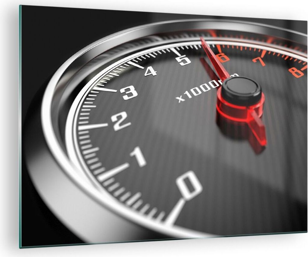 Bilder auf glas - Tachometer Auto Pfeil - 70x50cm - Glasbilder - Wandbilder - Kunstdruck - zum Aufhängen bereit - Wanddekoration aus Glas - Glas B...