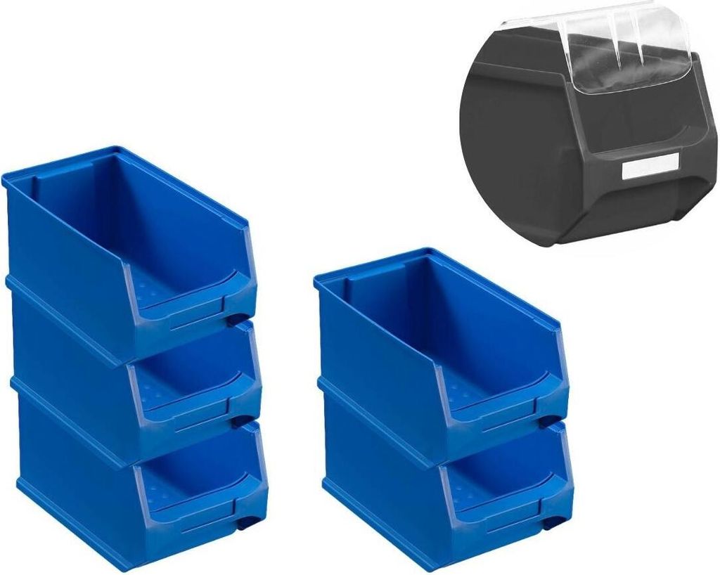 SparSet 5x Blaue Sichtlagerbox 3.0 mit Abdeckung | HxBxT 12,5x14,5x23,5cm | 2,8 Liter | Sichtlagerbehälter, Sichtlagerkasten, Sichtlagerkastensort...