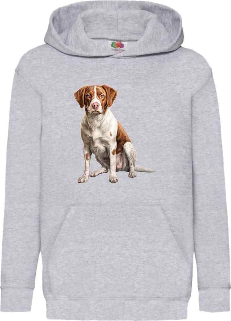 Kinder Kapuzenpullover Dogs Breeds Brittany Dog Breed 006, 5-6 Jahr - 116 / Grau