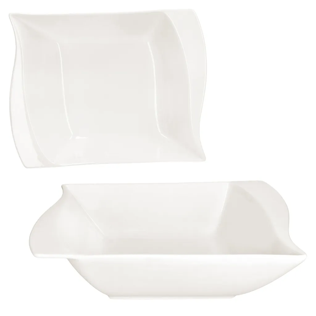 Set 2 Ciotole Porcellana Avorio 1L Rettangolari | Stile e Qualità - 2