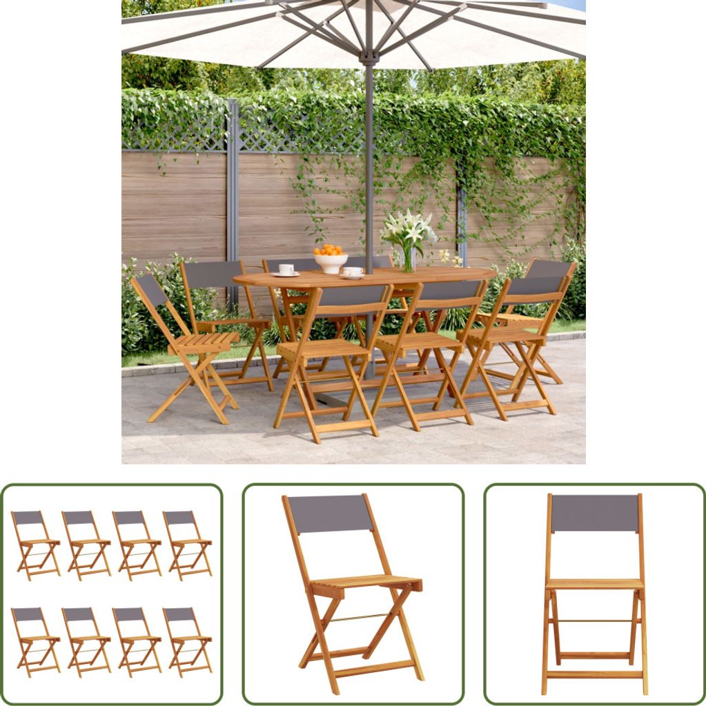 The Living Store Gartenstühle 8 Stk. Klappbar Anthrazit Stoff und Massivholz